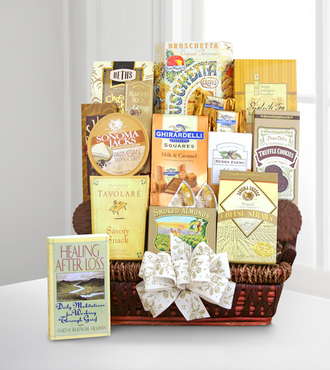 Condolence basket gourmet foods with book