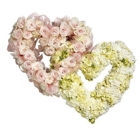 Heart Shaped Funeral Wreaths Pink and Cream