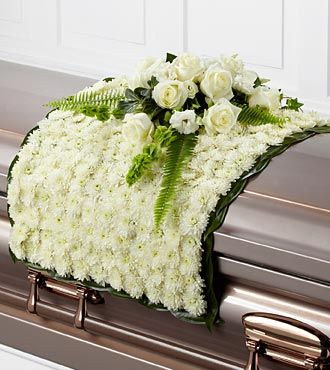 White Blanket of Flowers for a Casket