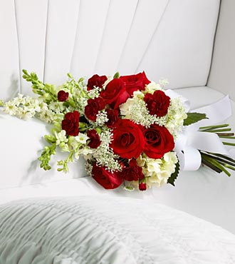 Red and White Casket Bouquet