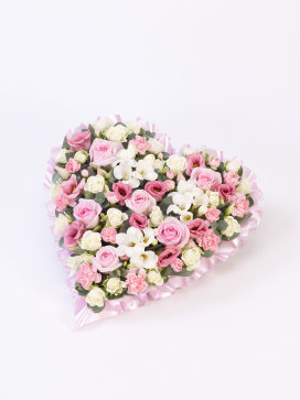 Heart Spray of Flowers, Pink and White