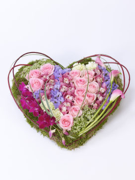 Pink Heart Shaped Funeral Flowers for a Child