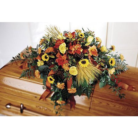 Rustic Country Flowers Casket Spray