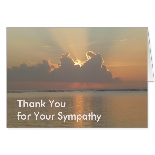 Thank you for your Sympathy Card - Sunrise Light Behind Clouds over Ocean