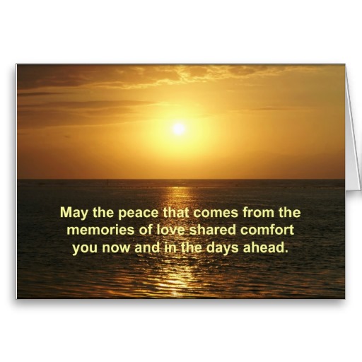 Sympathy Card Orange Sunrise Text - May the Peace that comes from the memories of love shared comfort you now and in the days ahead