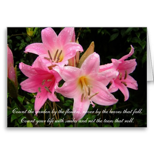 Sympathy Card with Pink Lily and Moving Text