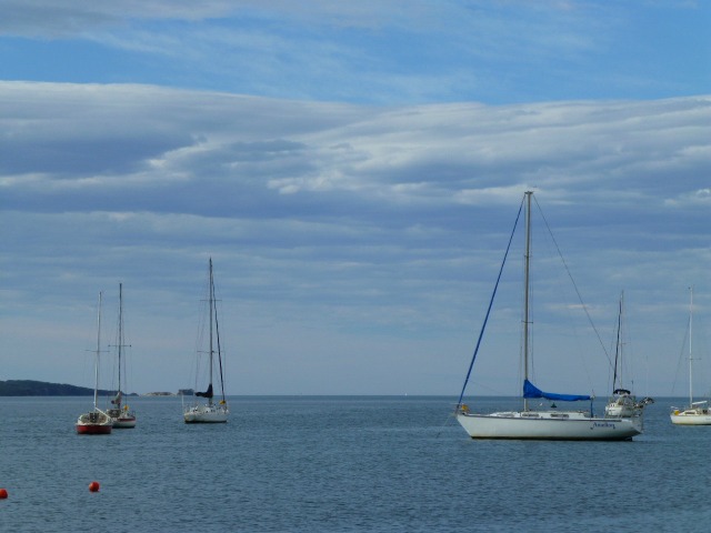 boats on a cool blue sea