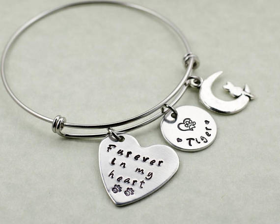 Pet Memorial Bracelet with engraved charms