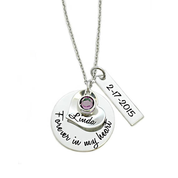 engraved memorial necklace - forever in my heart