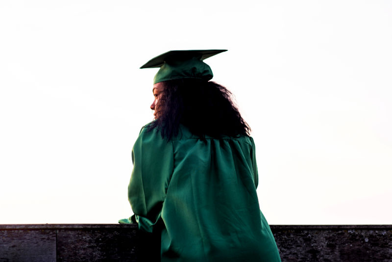 Sad girl at graduation