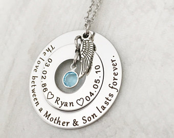 Silver engraved memorial necklace