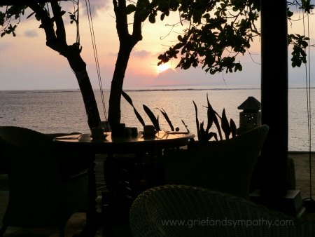 Table by the sea at dawn