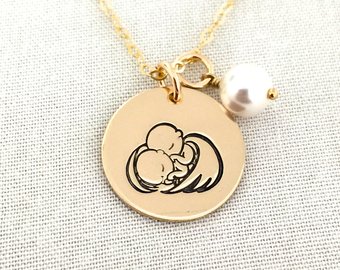 Gold twins remembrance necklace charm