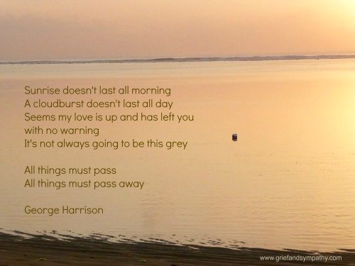 Funeral Song - All Things Must Pass Lyrics by George Harrison on Sunset Background