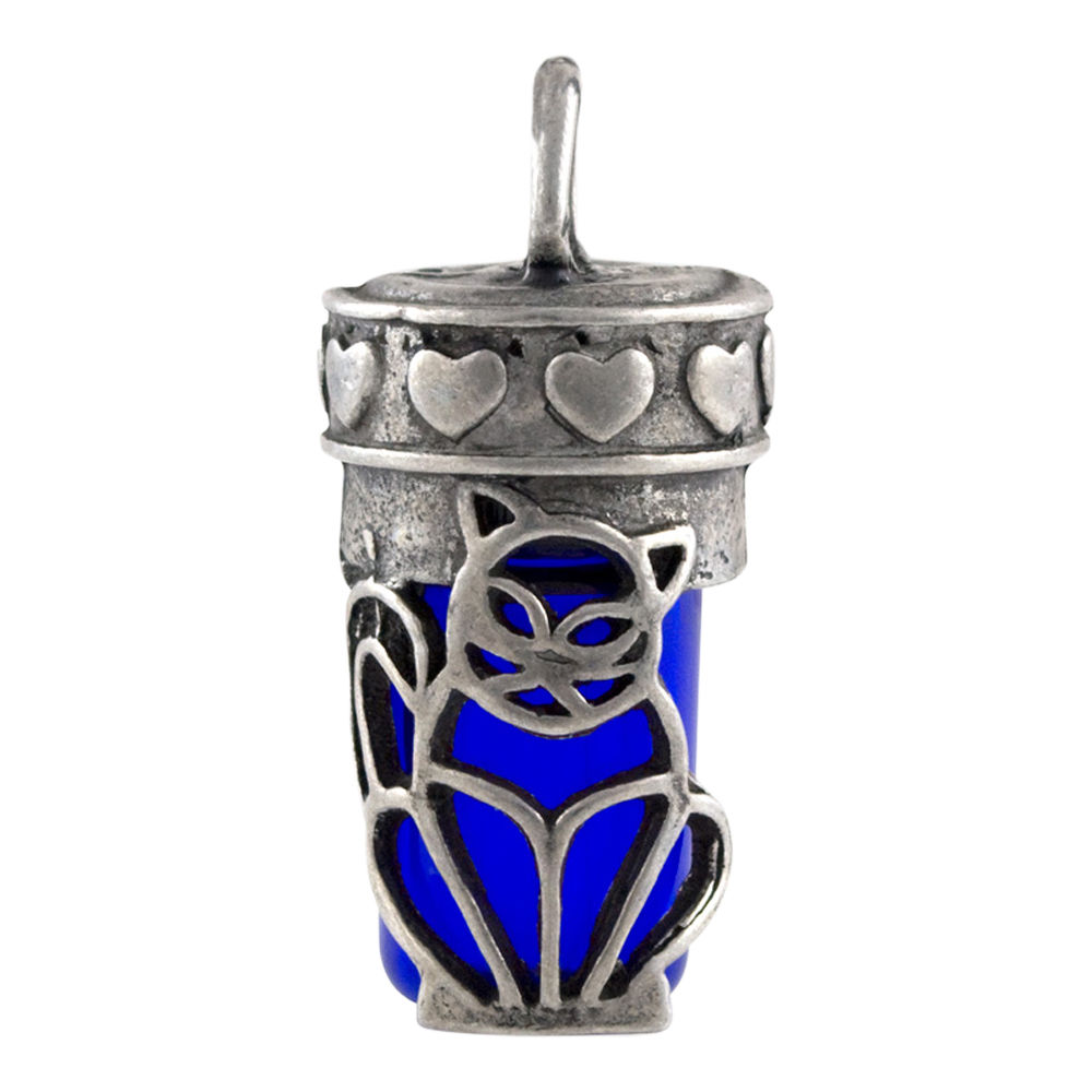 Cat Cremation Urn Pendant, Blue