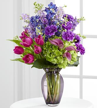 Sympathy Bouquet with Deep Rich Colours Purple, Blue