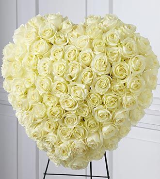 White Roses Heart Wreath