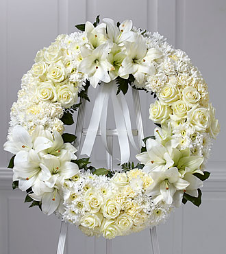 cream funeral wreath