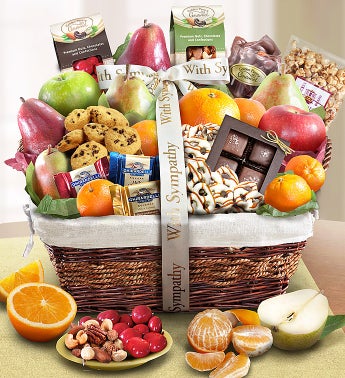 With Sympathy Basket with Fruit and Sweets