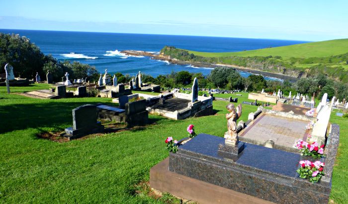 Cemetery or Graveyard with Beautiful View of the Ocean