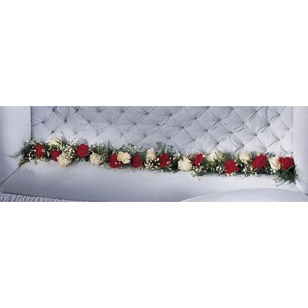 Coffin Hinge Embellishment Spray with Red and White Roses