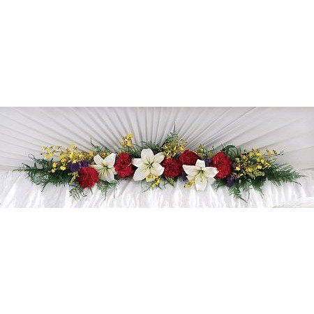 Red, White and Yellow Casket Hinge Spray