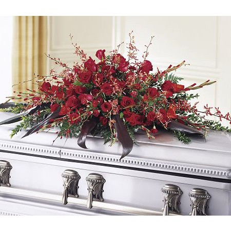 Red Funeral Casket Flowers