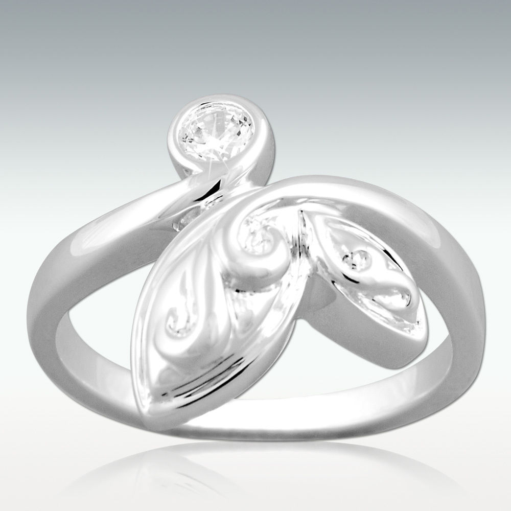 New Leaf Cremation Ring in Silver