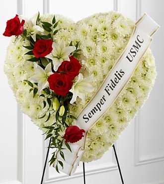 Patriotic Heart Standing Funeral Arrangement