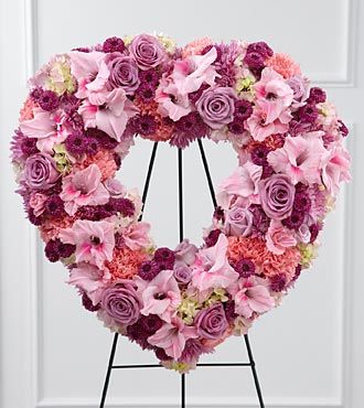 Pink and Lavender Flower Wreath with Roses