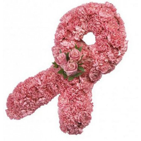 Pink Ribbon Funeral Tribute Flowers for Breast Cancer Awareness
