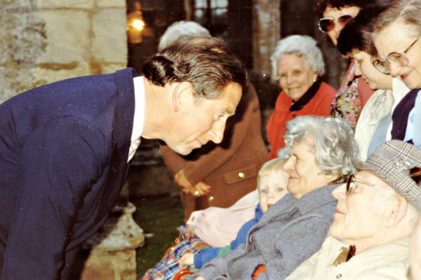 Prince Charles visiting patients at Marshlands Nursing Home