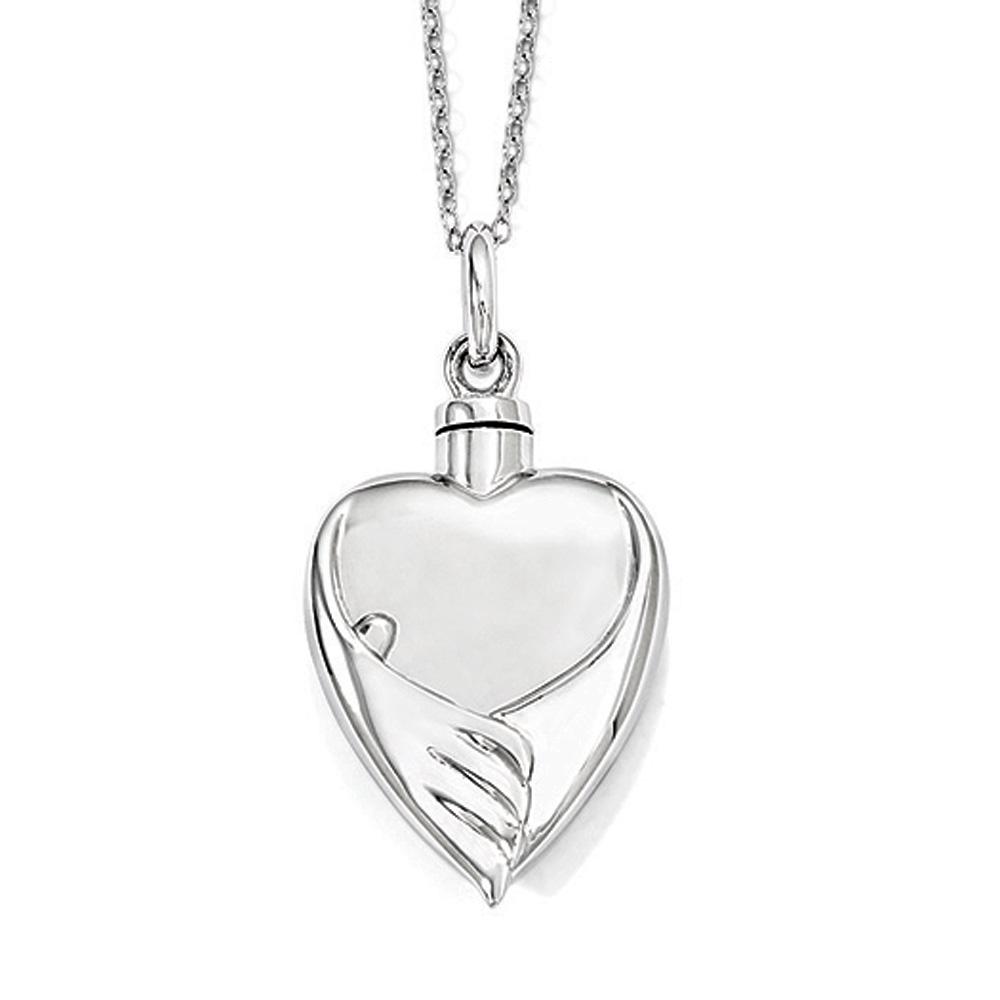 Sterling Silver Heart Shaped Ash Holder with Angels Wings