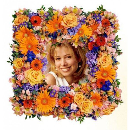 Colourful Square Photo Wreath in Yellows and Oranges