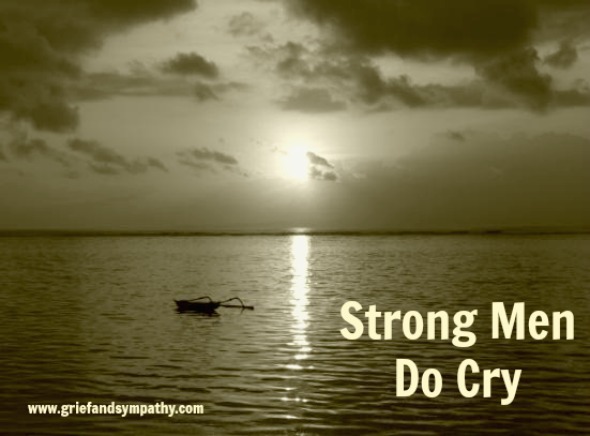 Meme - strong men do cry on dark moody seascape.