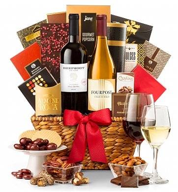 Wine and Chocolates Basket for Sympathy Gift