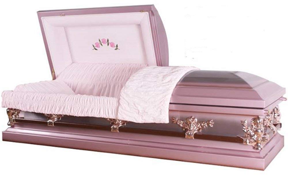 Pink funeral casket