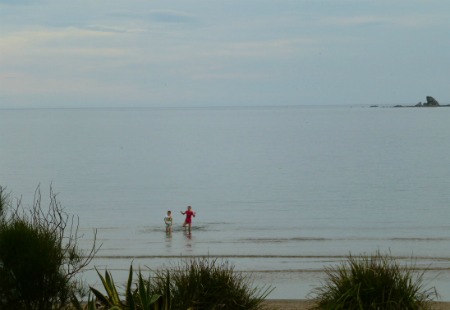 children paddling