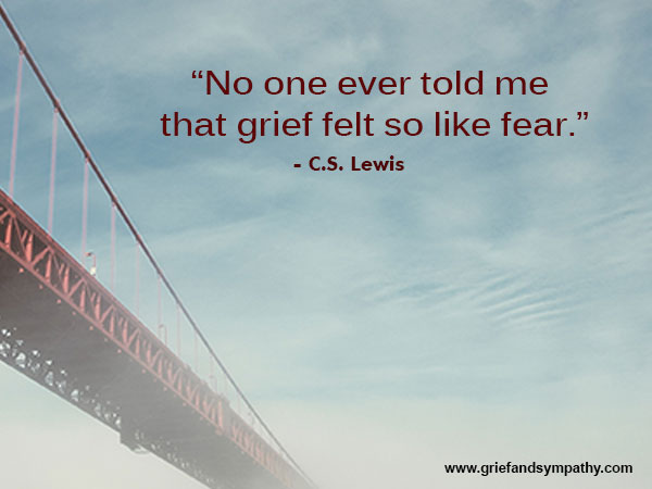 "No one ever told me that grief felt so like fear.
- C.S. Lewis