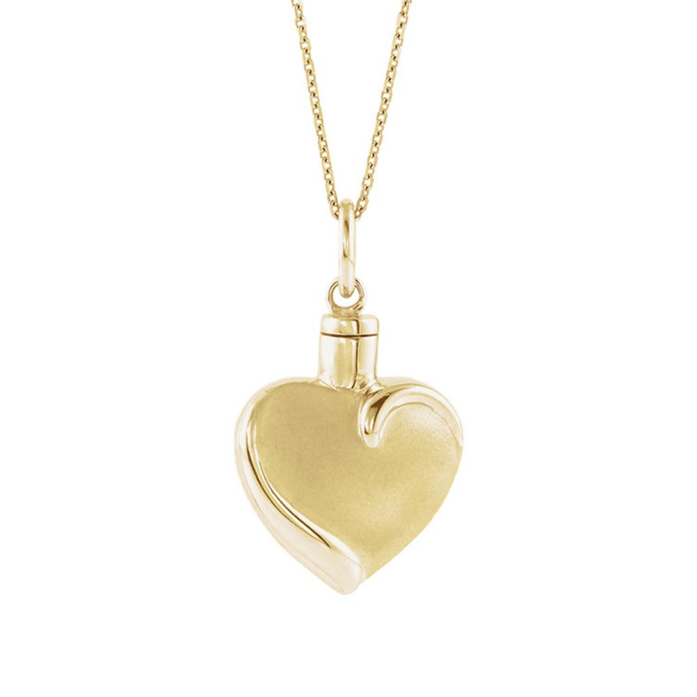 Gold heart shaped ash holder pendant.