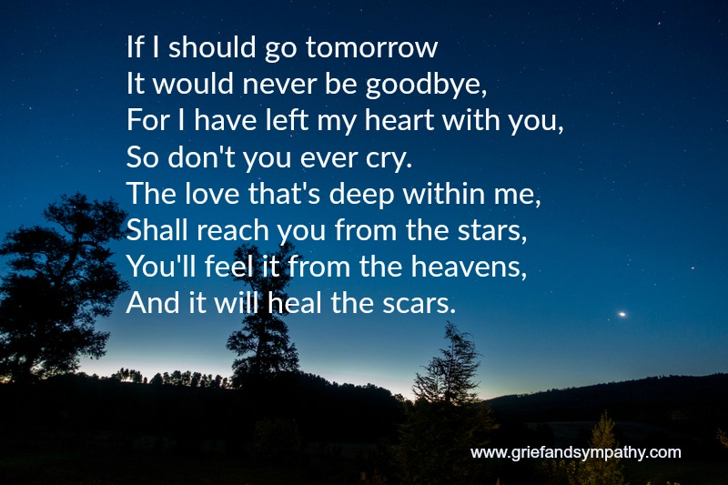 Poem for a memorial service - If I should go tomorrow