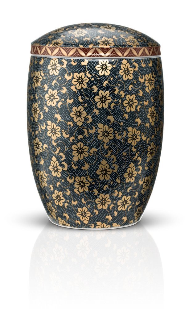 Blue Floral Ceramic Urn by Urns in Style - Imperial Japanese Made