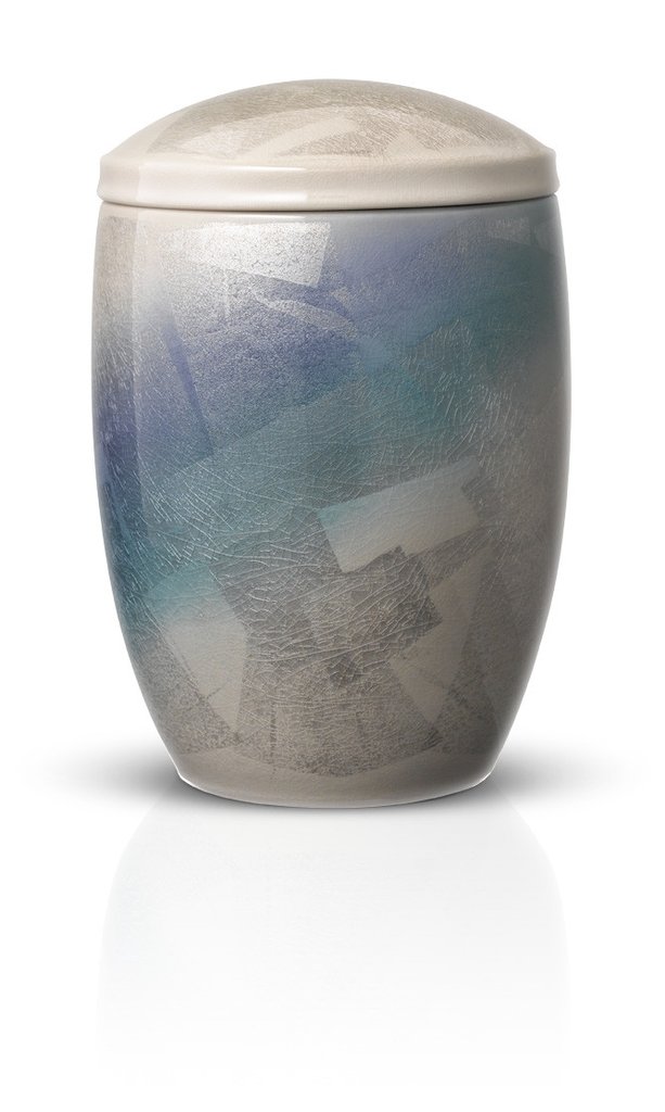 Blue and Silver Ceramic Memorial Urn by Urns in Style