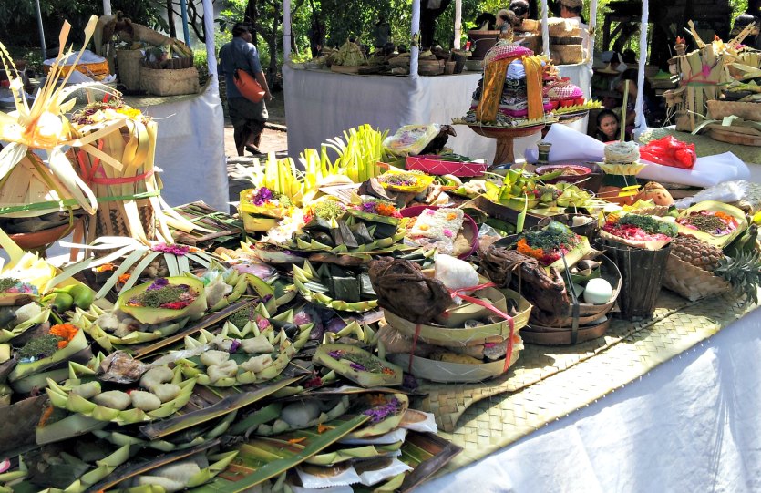 Offerings at a Balinese cremation