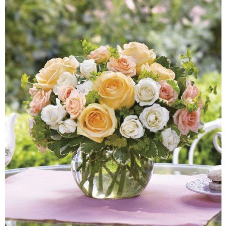 Peach and White Roses Sympathy Bouquet