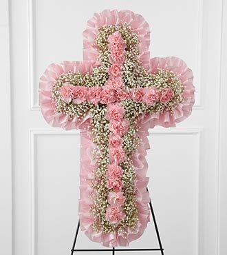 Pink Funeral Flower Cross