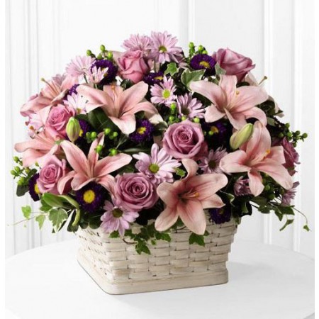 Pink sympathy flower basket