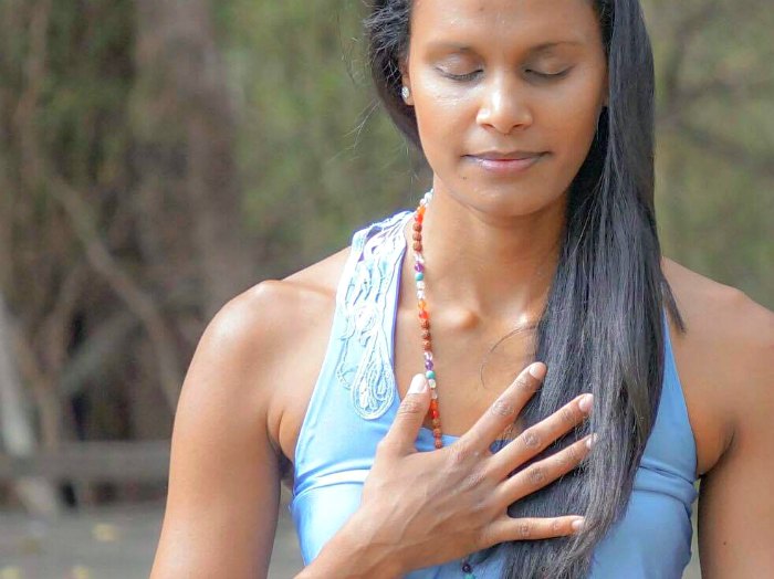Yoga Seated Pose Hand to Heart